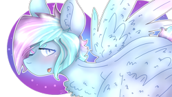 Size: 2560x1440 | Tagged: safe, artist:shinningblossom12, oc, oc only, oc:shinning blossom, pegasus, pony, :p, chest fluff, female, mare, multicolored hair, one eye closed, pegasus oc, rainbow hair, simple background, solo, speedpaint available, tongue out, transparent background, wings, wink