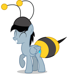 Size: 1920x2185 | Tagged: safe, artist:egstudios93, oc, oc only, oc:eg, pegasus, pony, animal costume, bee costume, clothes, costume, male, simple background, solo, stallion, transparent background