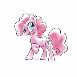 Size: 2048x2048 | Tagged: safe, artist:pfeffaroo, pinkie pie, earth pony, pony, g4, female, high res, mare, raised hoof, simple background, solo, white background