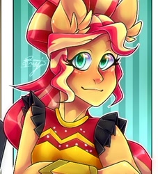Size: 530x583 | Tagged: safe, alternate version, artist:kooralykrembo, sunset shimmer, equestria girls, equestria girls specials, g4, my little pony equestria girls: dance magic, clothes, ear fluff, female, flamenco dress, ponied up, signature, smiling, solo, sunset shimmer flamenco dress
