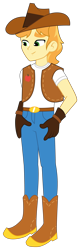 Size: 1338x4223 | Tagged: safe, artist:lhenao, braeburn, equestria girls, g4, base used, belt, boots, clothes, cowboy boots, cowboy hat, equestria girls-ified, gloves, hat, jeans, male, pants, shirt, shoes, simple background, solo, t-shirt, transparent background, vest