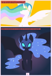 Size: 1600x2358 | Tagged: safe, artist:chedx, nightmare moon, princess celestia, princess luna, alicorn, pony, comic:mlp the untold life, g4, adventure, alternate universe, comic, fanfic, fantasy