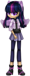 Size: 1280x3214 | Tagged: safe, artist:fantarianna, twilight sparkle, human, g4, boots, eared humanization, female, humanized, jewelry, looking at you, necklace, shoes, simple background, solo, transparent background, winged humanization, wings