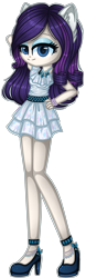 Size: 1216x3894 | Tagged: safe, artist:fantarianna, rarity, human, g4, bracelet, clothes, dress, eared humanization, female, hand on hip, high heels, humanized, jewelry, looking at you, necklace, shoes, simple background, solo, transparent background