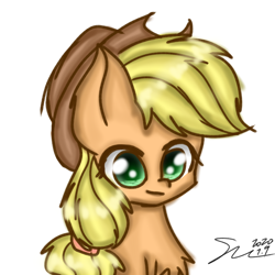 Size: 1080x1080 | Tagged: safe, artist:starflashing twinkle, applejack, earth pony, pony, g4, applejack's hat, cowboy hat, cute, female, hat, simple background, smiling, solo, white background