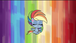 Size: 720x402 | Tagged: safe, screencap, rainbow dash, pegasus, pony, g4.5, my little pony: pony life, the fluttershy effect, cute, dashabetes, female, mare, meditating, rainbow background, solo