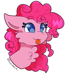 Size: 2100x2400 | Tagged: safe, artist:elevantia, pinkie pie, earth pony, pony, g4, :p, bust, cheek fluff, chest fluff, female, high res, portrait, simple background, solo, tongue out, transparent background