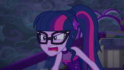 Size: 1920x1080 | Tagged: safe, screencap, sci-twi, twilight sparkle, equestria girls, equestria girls specials, g4, my little pony equestria girls: better together, my little pony equestria girls: spring breakdown, cruise outfit, female, geode of telekinesis, glasses, magical geodes, ragelight sparkle, shrunken pupils, sleeveless, solo
