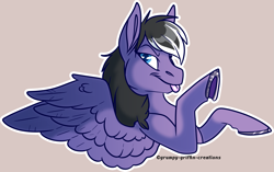 Size: 2167x1359 | Tagged: safe, artist:grumpygriffcreation, oc, oc only, pegasus, pony, bust, portrait, solo, tongue out