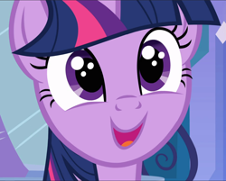 Size: 1168x939 | Tagged: safe, screencap, twilight sparkle, pony, equestria girls, equestria girls (movie), close-up, cute, eye shimmer, female, open mouth, smiling, solo, twiabetes