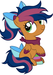Size: 1729x2426 | Tagged: safe, artist:lightning stripe, derpibooru exclusive, edit, oc, oc only, oc:solar comet, pegasus, pony, g4, accessory-less edit, bandana, bow, clothes, colt, commission, cute, disguise, disguised changeling, eyelashes, feathered wings, foal, green eyes, male, messy mane, missing accessory, orange coat, pegasus oc, ponytail, show accurate, simple background, sitting, sock, solo, tail bow, transparent background, trap, two toned mane, two toned tail, two toned wings, vector, wings