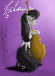 Size: 1500x2100 | Tagged: safe, artist:peperoger, octavia melody, earth pony, pony, g4, bipedal, cello, clothes, dress, eyes closed, female, mare, musical instrument, solo