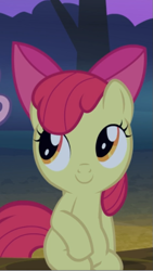 Size: 399x709 | Tagged: safe, screencap, apple bloom, earth pony, pony, g4, sleepless in ponyville, adorabloom, cropped, cute, female, sitting, smiling, solo