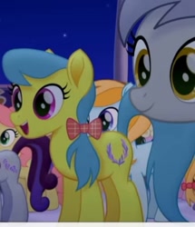 Size: 355x413 | Tagged: safe, screencap, amarillo laurel, gala appleby, earth pony, pony, g4, my little pony: the movie, apple family member, background pony, cropped, female, happy, mare, solo focus