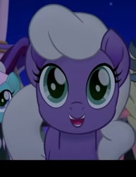Size: 366x474 | Tagged: safe, screencap, plum blossom (g4), earth pony, pony, g4, my little pony: the movie, background pony, cheering, cropped, female, happy, mare