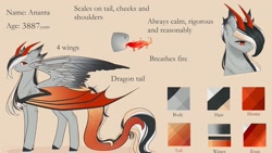 Size: 1080x609 | Tagged: safe, artist:chrystal_company, oc, oc only, dracony, dragon, hybrid, pony, bust, colored hooves, fire, fire breath, horns, reference sheet, wings