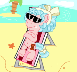 Size: 337x315 | Tagged: safe, artist:drypony198, cozy glow, g4, a better ending for cozy, beach, chair, cozybetes, cute, palm tree, relaxing, tree