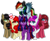 Size: 1280x1040 | Tagged: safe, artist:fantarianna, applejack, fluttershy, pinkie pie, rainbow dash, rarity, twilight sparkle, alicorn, cyborg, cyborg pony, earth pony, pegasus, pony, unicorn, elements of insanity, g4, alternate mane six, alternate universe, applepills, brutalight sparcake, demented six, female, fluttershout, general hat, hat, mare, pinkamena diane pie, pinkis cupcake, pony monster, purple hat, rainbine, rainbine ears, rarifruit, simple background, transparent background, twilight sparkle (alicorn)