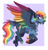 Size: 1024x1068 | Tagged: safe, artist:wanderingpegasus, rainbow dash, pegasus, pony, g4, cheek fluff, chest fluff, colored hooves, colored wings, multicolored wings, rainbow wings, redesign, tail feathers, wings