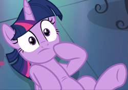 Size: 1335x938 | Tagged: safe, screencap, twilight sparkle, alicorn, pony, a health of information, g4, cropped, female, lying on the ground, solo, twilight sparkle (alicorn)