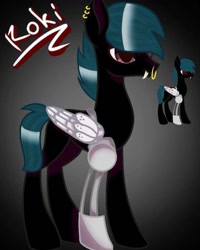 Size: 768x960 | Tagged: safe, artist:starly_but, oc, oc only, pegasus, pony, amputee, artificial wings, augmented, duo, ear piercing, earring, fangs, gradient background, jewelry, nose piercing, nose ring, pegasus oc, piercing, prosthetic limb, prosthetic wing, prosthetics, wings