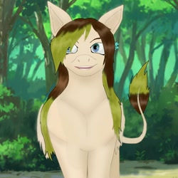 Size: 768x768 | Tagged: safe, artist:starly_but, oc, oc only, pegasus, pony, female, leonine tail, mare, outdoors, pegasus oc, smiling, solo, tree, wings