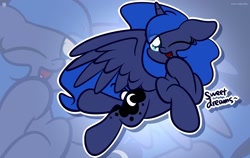 Size: 1920x1211 | Tagged: dead source, safe, artist:php142, princess luna, alicorn, pony, g4, cute, female, floppy ears, looking at you, lunabetes, mare, one eye closed, open mouth, smiling, solo, sweet dreams fuel, wink, zoom layer