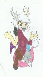 Size: 950x1686 | Tagged: safe, artist:rogelis, discord, draconequus, g4, adoreris, alternate design, cute, eris, rule 63, rule63betes, traditional art