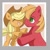 Size: 572x572 | Tagged: safe, artist:mikey_pony, applejack, big macintosh, earth pony, pony, g4, blank flank, brother and sister, colt big macintosh, duo, eyes closed, female, filly, filly applejack, male, open mouth, siblings, smiling, teary eyes, younger