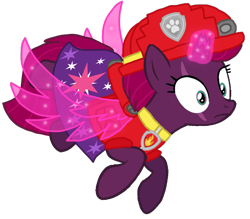 Size: 1234x1080 | Tagged: safe, alternate version, artist:徐詩珮, fizzlepop berrytwist, tempest shadow, pony, unicorn, series:sprglitemplight diary, series:sprglitemplight life jacket days, series:springshadowdrops diary, series:springshadowdrops life jacket days, g4, alternate universe, artificial wings, augmented, background removed, base used, broken horn, clothes, cute, cutie mark, cutie mark on clothes, dress, eye scar, eyelashes, female, flying, glowing horn, helmet, horn, magic, magic wings, mare, marshall (paw patrol), paw patrol, paw prints, scar, simple background, solo, transparent background, vector, wide eyes, wings