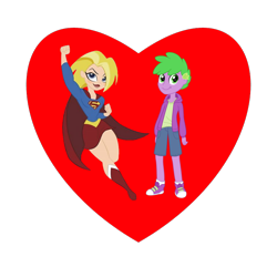 Size: 800x800 | Tagged: safe, artist:thecheeseburger, edit, spike, human, equestria girls, g4, crossover, crossover shipping, duo, female, heart, human spike, humanized, karaspike, male, shipping, shipping heart, spikexsupergirl, straight, supergirl
