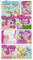 Size: 868x1580 | Tagged: safe, artist:dziadek1990, edit, edited screencap, screencap, applejack, derpy hooves, parasol, pinkie pie, rainbow dash, fall weather friends, g4, season 1, the one where pinkie pie knows, comic, confused, conversation, dialogue, fourth wall, meta, ms paint, screencap comic, script, self-reference, slice of life, speech bubble, text, underp
