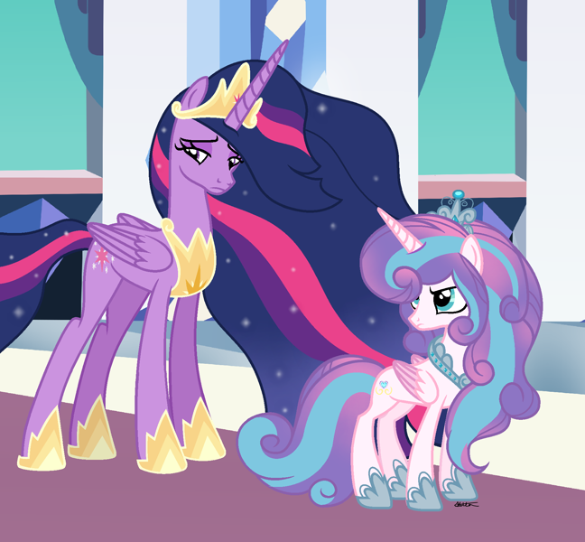 2413161 - safe, artist:stelladiamond, princess flurry heart, twilight  sparkle, alicorn, pony, the last problem, aunt and niece, crown, jewelry,  older, older flurry heart, older twilight, princess twilight , regalia, twilight  sparkle (alicorn ...