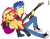 Size: 1183x920 | Tagged: safe, artist:maretrick, flash sentry, sunset shimmer, equestria girls, g4, converse, eyes closed, female, guitar, male, musical instrument, ship:flashimmer, shipping, shoes, simple background, sitting, smiling, straight, transparent background, vector