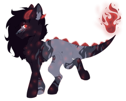 Size: 2306x1842 | Tagged: safe, artist:leawarriors, oc, oc only, oc:dargo, dracony, hybrid, pony, horns, male, solo, stallion, tail of fire