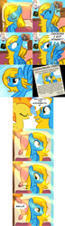 Size: 1026x3584 | Tagged: safe, artist:marytheechidna, spitfire, oc, oc:internet explorer, pegasus, pony, ask internet explorer, g4, browser ponies, dream, internet explorer, newspaper, race swap