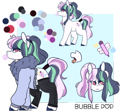 Size: 870x797 | Tagged: safe, artist:liefsong, oc, oc only, oc:bubble pop, earth pony, pony, clothes, fishnet stockings, makeup, piercing, reference sheet, simple background, solo, tongue piercing, transparent background