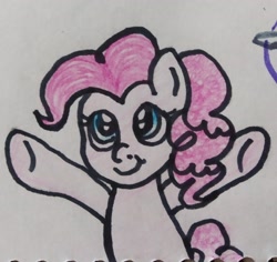 Size: 2488x2344 | Tagged: safe, artist:wrath-marionphauna, pinkie pie, pony, g4, colored pencil drawing, female, high res, marker drawing, smiling, solo, traditional art