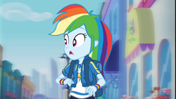 Size: 1280x720 | Tagged: safe, screencap, rainbow dash, equestria girls, g4, my little pony equestria girls: better together, run to break free, backpack, clothes, cute, dashabetes, female, geode of super speed, magical geodes, open mouth, solo, wristband