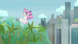 Size: 1920x1080 | Tagged: safe, screencap, sweetie belle, pony, unicorn, g4, growing up is hard to do, being big is all it takes, city, female, horn, mare, older, older sweetie belle, solo