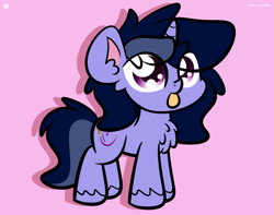 Size: 3250x2560 | Tagged: safe, artist:php142, oc, oc only, oc:purple flix, pony, unicorn, g4.5, my little pony: pony life, :p, chest fluff, high res, horn, male, pink background, simple background, solo, stallion, tongue out, unshorn fetlocks