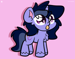 Size: 3250x2560 | Tagged: safe, artist:php142, oc, oc only, oc:purple flix, pony, unicorn, g4, g4.5, my little pony: pony life, :p, chest fluff, high res, horn, male, pink background, simple background, solo, stallion, tongue out, unshorn fetlocks