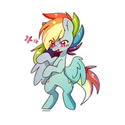 Size: 1024x1024 | Tagged: safe, artist:xcrazycrustx, rainbow dash, pegasus, pony, g4, g4.5, my little pony: pony life, bipedal, both cutie marks, cute, dashabetes, eye clipping through hair, female, mare, open mouth, simple background, solo, stars, transparent background