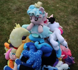 Size: 2048x1843 | Tagged: safe, applejack, cozy glow, pinkie pie, princess luna, rarity, twilight sparkle, g4, irl, photo, plushie, pony pile