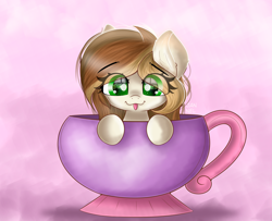 Size: 5979x4866 | Tagged: safe, artist:janelearts, oc, oc only, earth pony, pony, :p, absurd resolution, cup, cup of pony, earth pony oc, female, mare, micro, solo, teacup, tongue out