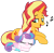 Size: 1024x1002 | Tagged: safe, artist:emeraldblast63, princess flurry heart, sunset shimmer, alicorn, pony, unicorn, g4, auntie sunset, backwards cutie mark, cute, duo, flurrybetes, lullaby, mama sunset, music notes, prone, simple background, singing, sleeping, transparent background