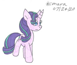 Size: 1119x943 | Tagged: safe, artist:cmara, starlight glimmer, pony, unicorn, g4, female, mare, simple background, solo, traditional art, walking, white background