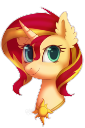 Size: 2000x3000 | Tagged: safe, artist:0okami-0ni, sunset shimmer, pony, unicorn, bust, ear fluff, female, high res, jewelry, mare, necklace, portrait, simple background, solo, transparent background