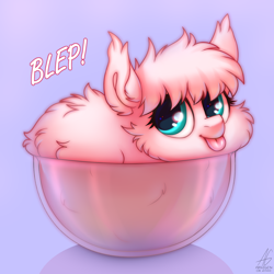 Size: 2210x2206 | Tagged: safe, artist:argigen, oc, oc only, oc:fluffle puff, pony, rcf community, g4, :p, cup, cup of pony, cute, female, flufflebetes, fluffy, high res, if i fits i sits, mare, micro, ocbetes, smol, solo, tongue out
