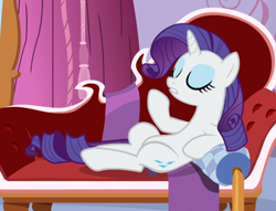 Size: 1082x826 | Tagged: safe, screencap, rarity, pony, g4, ppov, cropped, eyes closed, fainting couch, female, reclining, solo